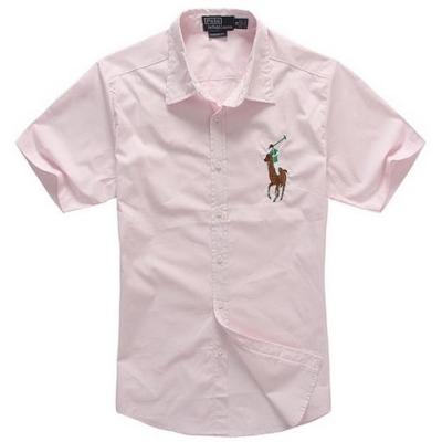 Ralph Lauren dress shirt - short sleeve - solid pink - big color pony